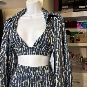 Elegant Blue and Cream Women's pants set